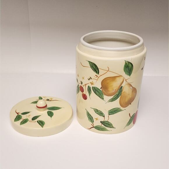 Stone Lite Beautiful Floral & Fruit Canister or Storage Jar 9'' tall 6.5'' wide - Picture 3 of 9